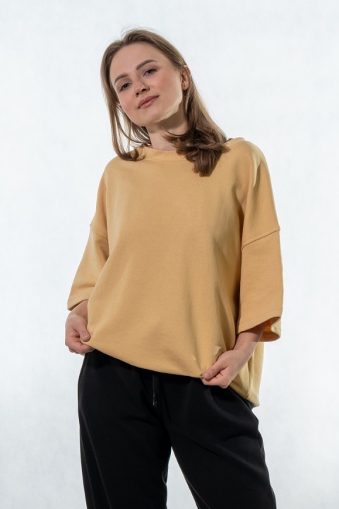 Bluza damska krótki rękaw COLETTE - Bananowo-Musztardowa