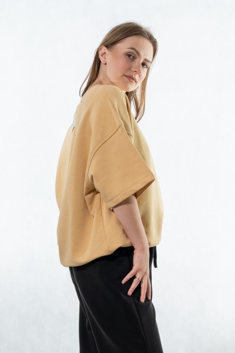 Bluza damska krótki rękaw COLETTE - Bananowo-Musztardowa