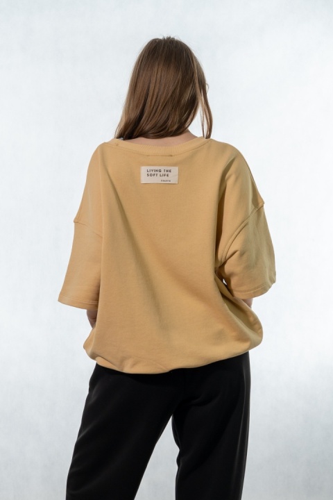 Bluza damska krótki rękaw COLETTE - Bananowo-Musztardowa
