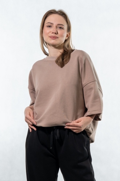 Bluza damska krótki rękaw COLETTE - Cappuccino