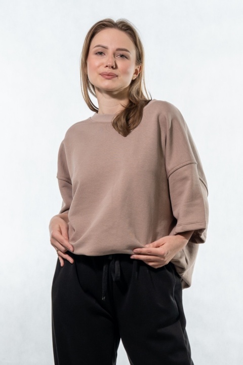 Bluza damska krótki rękaw COLETTE - Cappuccino