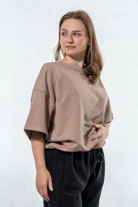 Bluza damska krótki rękaw COLETTE - Cappuccino