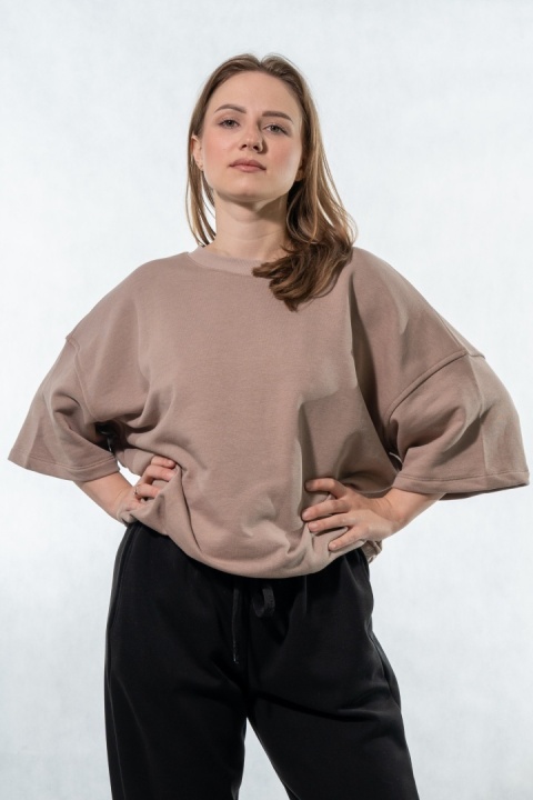 Bluza damska krótki rękaw COLETTE - Cappuccino