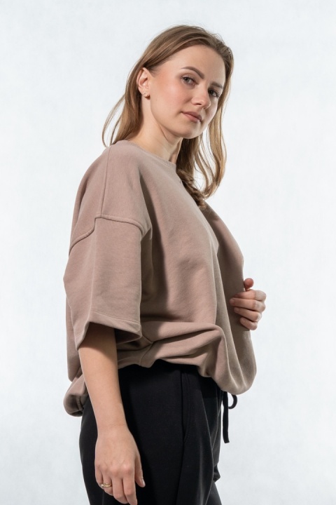 Bluza damska krótki rękaw COLETTE - Cappuccino