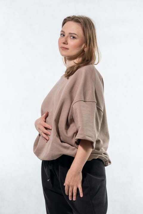 Bluza damska krótki rękaw COLETTE - Cappuccino