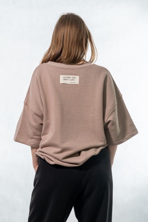 Bluza damska krótki rękaw COLETTE - Cappuccino