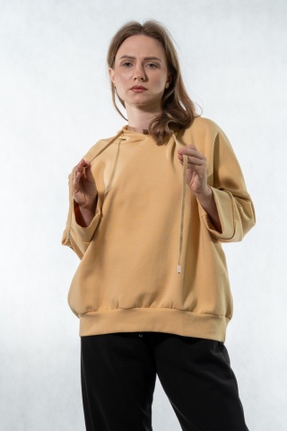 Bluza damska z kapturem COLETTE - Bananowo-Musztardowa