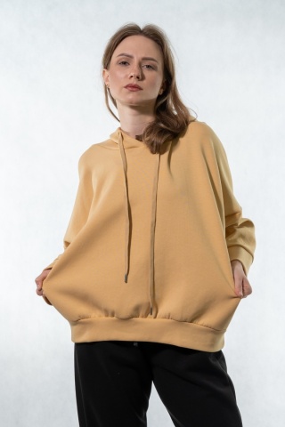 Bluza damska z kapturem COLETTE - Bananowo-Musztardowa