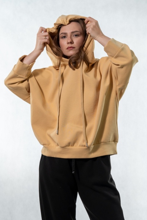 Bluza damska z kapturem COLETTE - Bananowo-Musztardowa