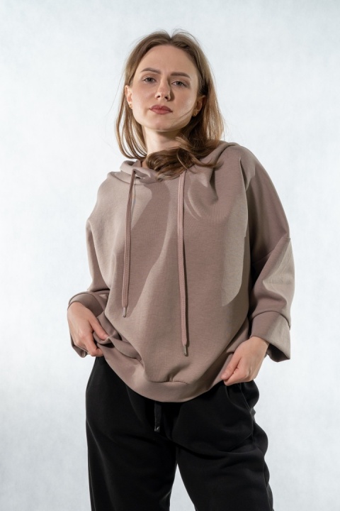 Bluza damska z kapturem COLETTE - Cappuccino