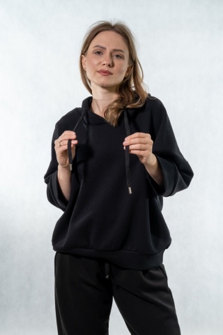 Bluza damska z kapturem COLETTE - Czarna