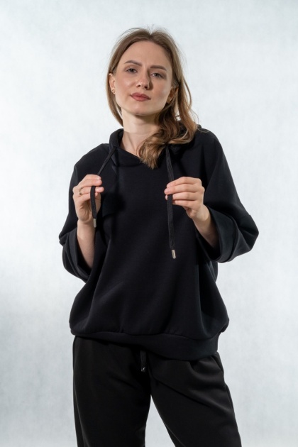 Bluza damska z kapturem COLETTE - Czarna