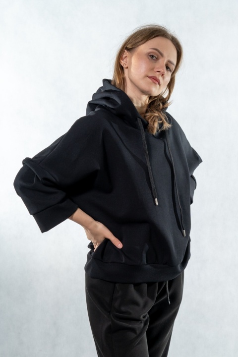 Bluza damska z kapturem COLETTE - Czarna