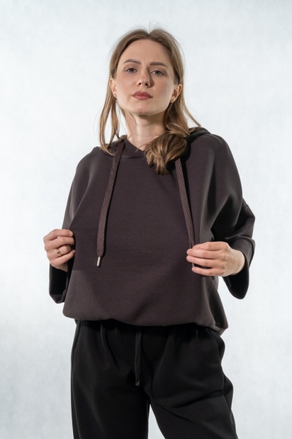 Bluza damska z kapturem COLETTE - Gorzka Czekolada