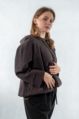 Bluza damska z kapturem COLETTE - Gorzka Czekolada