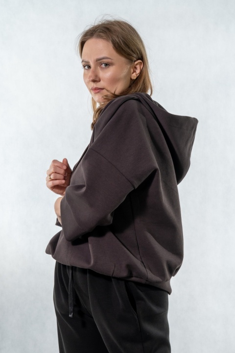 Bluza damska z kapturem COLETTE - Gorzka Czekolada