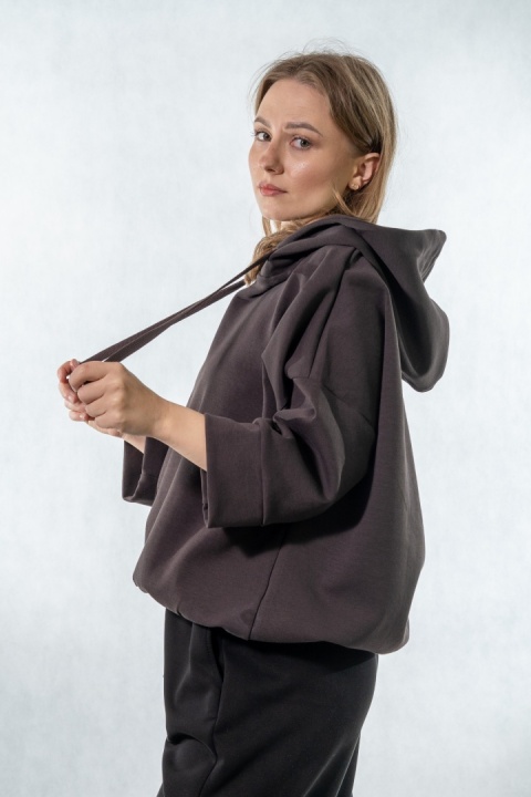 Bluza damska z kapturem COLETTE - Gorzka Czekolada