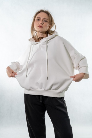 Bluza damska z kapturem COLETTE - Śmietankowa