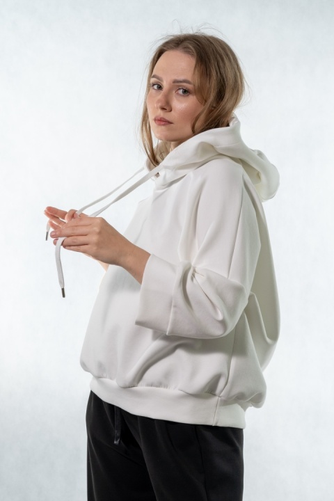 Bluza damska z kapturem COLETTE - Śmietankowa