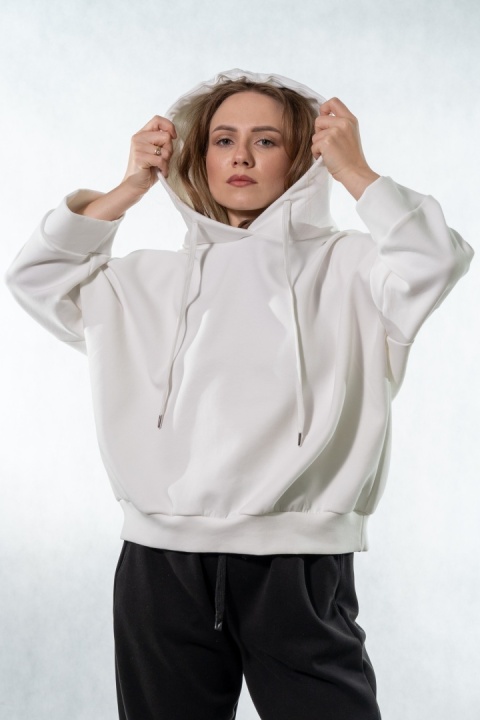 Bluza damska z kapturem COLETTE - Śmietankowa