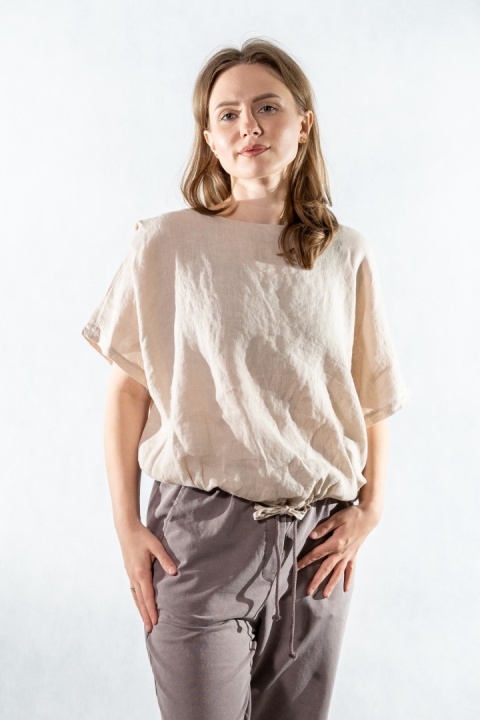 Bluzka lniana Miho's - Beżowa