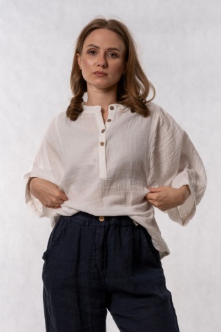 Bluzka oversize z bawełny – ecru