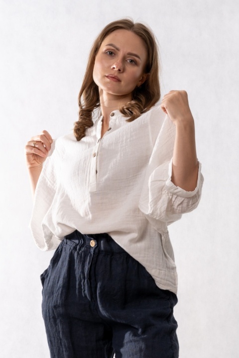 Bluzka oversize z bawełny – ecru