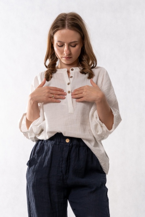 Bluzka oversize z bawełny – ecru