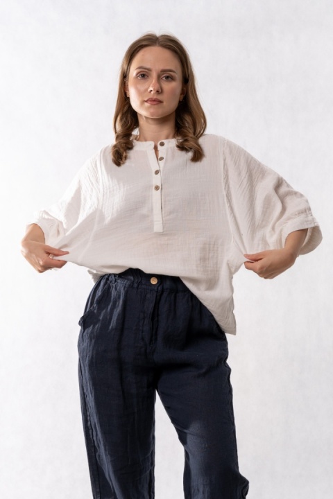 Bluzka oversize z bawełny – ecru