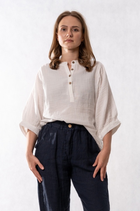 Bluzka oversize z bawełny – ecru