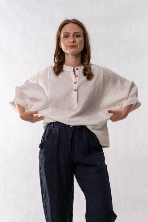 Bluzka oversize z bawełny – ecru
