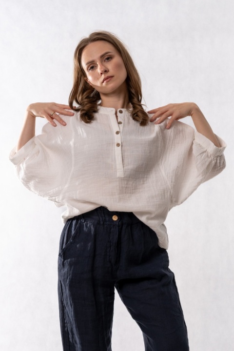 Bluzka oversize z bawełny – ecru