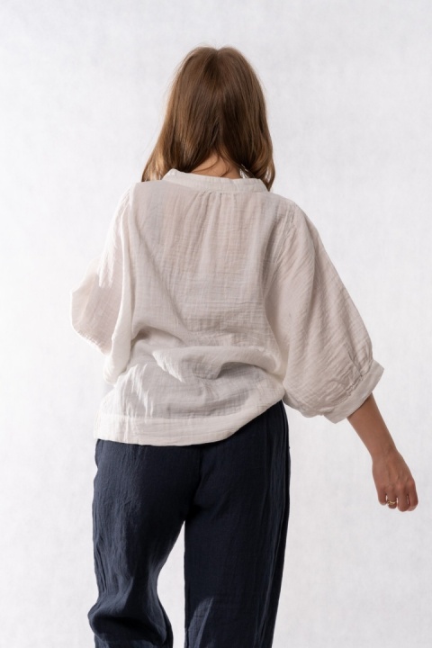 Bluzka oversize z bawełny – ecru