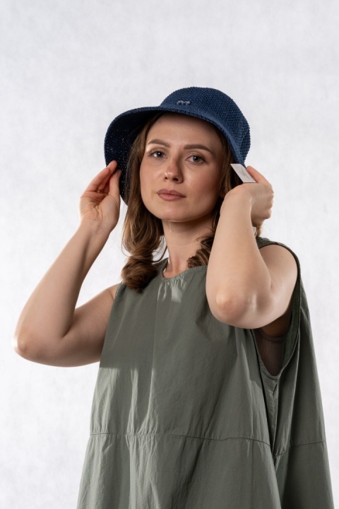 Kapelusz damski z plecionki papierowej – regulowany - Navy Chic