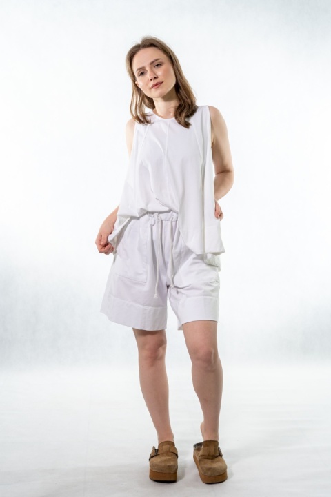 Komplet damski Gioya & Co. – top + spodenki bawełniane - Bianco