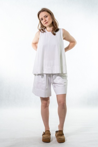 Komplet damski Gioya & Co. – top + spodenki bawełniane - Bianco
