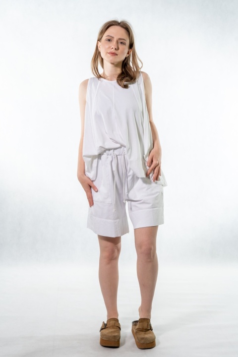 Komplet damski Gioya & Co. – top + spodenki bawełniane - Bianco
