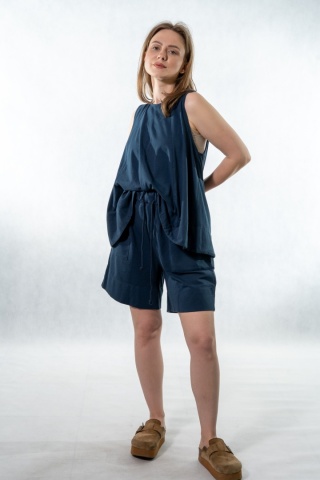 Komplet damski Gioya & Co. – top + spodenki bawełniane - Blu