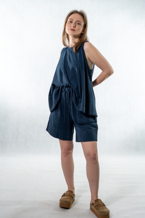 Komplet damski Gioya & Co. – top + spodenki bawełniane - Blu