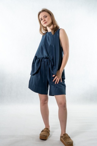Komplet damski Gioya & Co. – top + spodenki bawełniane - Blu