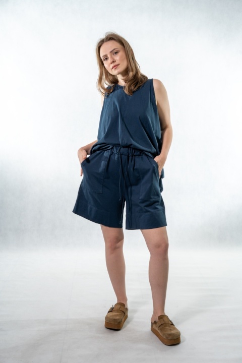 Komplet damski Gioya & Co. – top + spodenki bawełniane - Blu