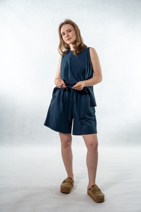 Komplet damski Gioya & Co. – top + spodenki bawełniane - Blu