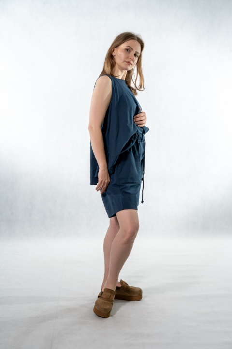 Komplet damski Gioya & Co. – top + spodenki bawełniane - Blu