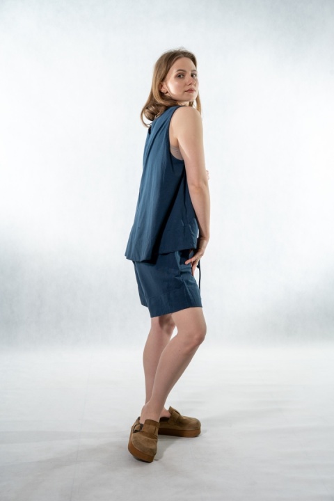 Komplet damski Gioya & Co. – top + spodenki bawełniane - Blu