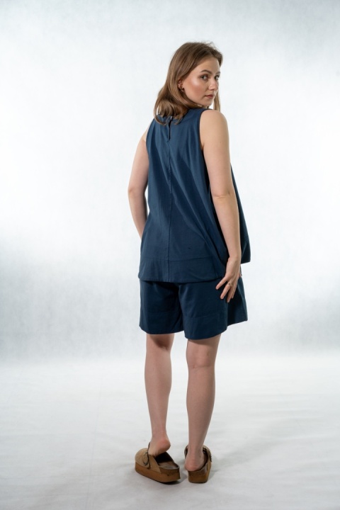 Komplet damski Gioya & Co. – top + spodenki bawełniane - Blu