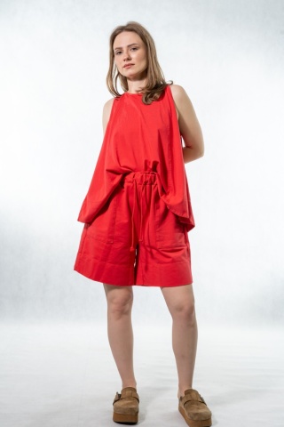 Komplet damski Gioya & Co. – top + spodenki bawełniane - Flame red