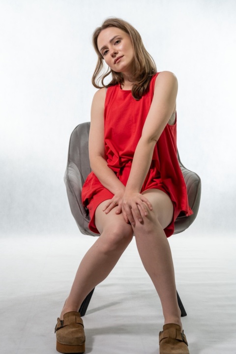 Komplet damski Gioya & Co. - top + spodenki bawełniane - Flame red