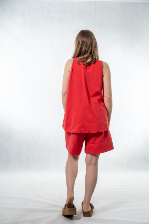 Komplet damski Gioya & Co. - top + spodenki bawełniane - Flame red