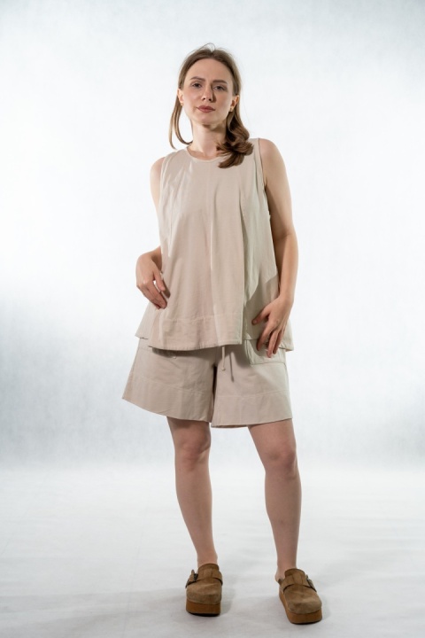 Komplet damski Gioya & Co. – top + spodenki bawełniane - Gesso