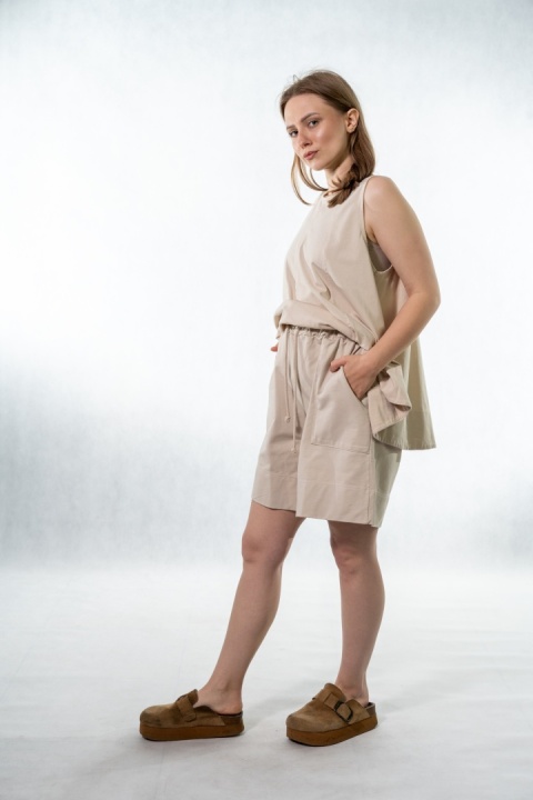 Komplet damski Gioya & Co. – top + spodenki bawełniane - Gesso